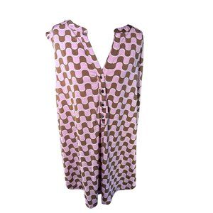 Cato Womens Sleeveless Pink Brown Wave Print Tunic Top With Button Details 18/20